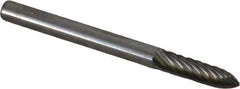 Atrax - 1/8" Cut Diam, 1/8" Shank Diam, Tree Head Single Cut Burr - Carbide, Point End, 1/2" LOC, 1-1/2" OAL - Industrial Tool & Supply