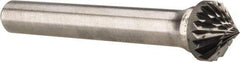 Atrax - 3/8" Cut Diam, 1/4" Shank Diam, Cone Head Double Cut Burr - 3/16" LOC, 2" OAL - Industrial Tool & Supply
