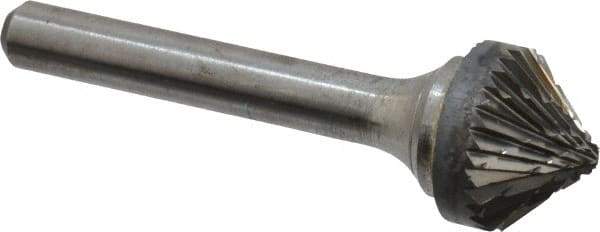 Atrax - 5/8" Cut Diam, 1/4" Shank Diam, Cone Head Double Cut Burr - 5/16" LOC, 2-1/4" OAL - Industrial Tool & Supply