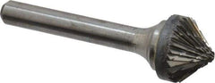 Atrax - 5/8" Cut Diam, 1/4" Shank Diam, Cone Head Double Cut Burr - 5/16" LOC, 2-1/4" OAL - Industrial Tool & Supply