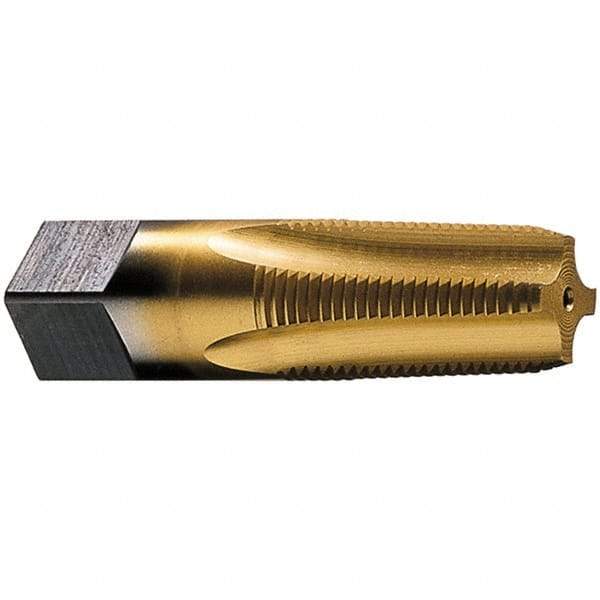 Vermont Tap & Die - 2 - 11-1/2 NPT Thread, 7 Flute Standard Pipe Tap - 4-1/2" OAL, 1-3/4" Thread Length, 1-7/8" Shank Diam, TiN Finish, High Speed Steel - Exact Industrial Supply