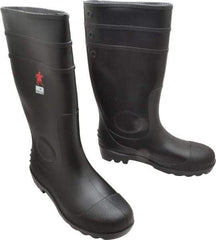 MCR Safety - Men's Size 11 Medium Width Steel Knee Boot - Black, PVC Upper, 16" High, Non-Slip, Waterproof - Industrial Tool & Supply