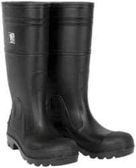 MCR Safety - Men's Size 12 Medium Width Plain Knee Boot - Black, PVC Upper, 16" High, Non-Slip, Waterproof - Industrial Tool & Supply