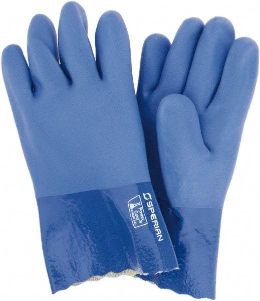 Sperian - 12" Long, PVC Chemical Resistant Gloves - Cotton Lined - Industrial Tool & Supply
