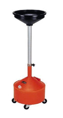 Made in USA - 8 Gal Oil Drain Container with Casters - Orange - Industrial Tool & Supply