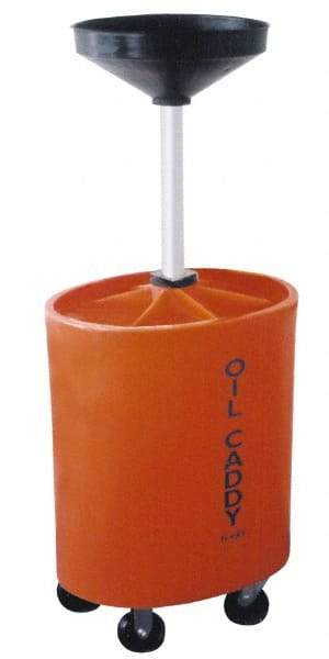 Made in USA - 30 Gal Oil Lift Drain Container with Casters - Orange, Drain Tub - Industrial Tool & Supply