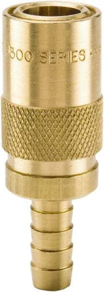 Parker - Nonthreaded Brass Hydraulic Hose Hose Barb Coupler & Straight Fitting - 200 psi, 3 GPM, 3/8" Hose Diam, Series Moldmate - Industrial Tool & Supply