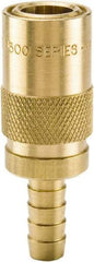 Parker - Nonthreaded Brass Hydraulic Hose Hose Barb Coupler & Straight Fitting - 200 psi, 3 GPM, 3/8" Hose Diam, Series Moldmate - Industrial Tool & Supply