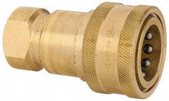 Parker - 3/4 NPTF Brass Hydraulic Hose Female Pipe Thread Coupler - 1,000 psi, 28 GPM - Industrial Tool & Supply