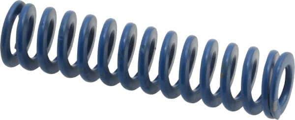 Associated Spring Raymond - 1/2" Hole Diam, 9/32" Rod Diam, 2" Free Length, Blue Die Spring - 55 Lb Max Deflection, 1" Max Deflection, Medium Duty, Chromium Alloy Steel - Industrial Tool & Supply
