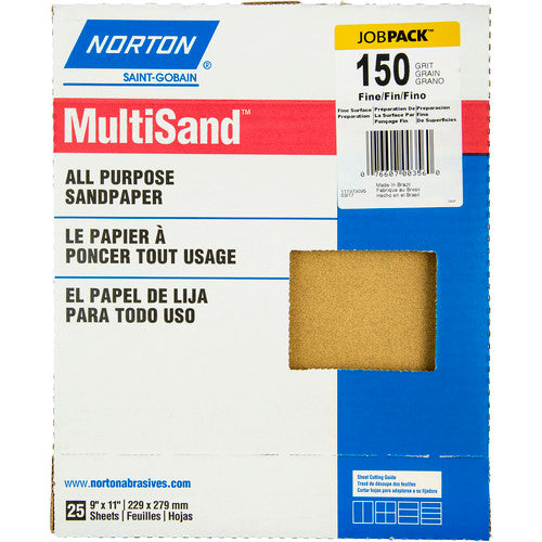11″ × 9″ Multisand Paper Sheet 150 Grit Fine Aluminum Oxide - Industrial Tool & Supply