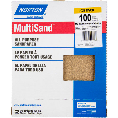 11″ × 9″ Multisand Paper Sheet 100 Grit Medium Aluminum Oxide - Industrial Tool & Supply