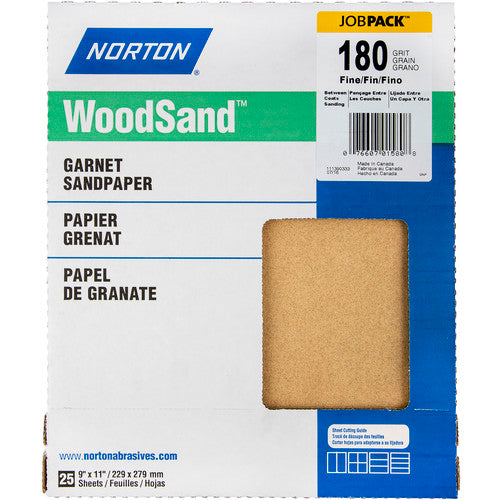 11″ × 9″ Woodsand A511 Paper Sheet 180 Grit Fine Garnet - Industrial Tool & Supply