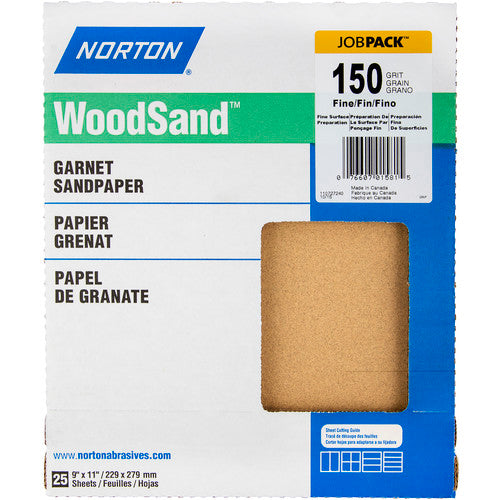 11″ × 9″ Woodsand A513 Paper Sheet 150 Grit Fine Garnet - Industrial Tool & Supply
