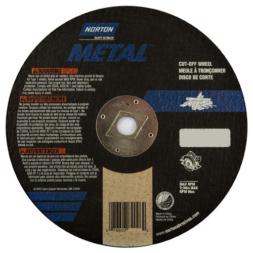 8″ × 1/8″ × 5/8″ Metal Circular Saw Cut-Off Wheel Type 01 Straight 24 Grit Aluminum Oxide