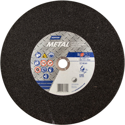 14″ × 7/64″ × 1″ Metal Chopsaw Cut-Off Wheel Type 01 Straight 36 Grit Aluminum Oxide - Industrial Tool & Supply