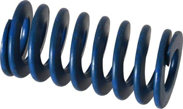Associated Spring Raymond - 1-1/4" Hole Diam, 5/8" Rod Diam, 2-1/2" Free Length, Blue Die Spring - 360 Lb Max Deflection, 1.25" Max Deflection, Medium Duty, Chromium Alloy Steel - Industrial Tool & Supply