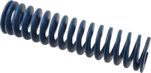 Associated Spring Raymond - 2" Hole Diam, 1" Rod Diam, 8" Free Length, Blue Die Spring - 1140 Lb Max Deflection, 4" Max Deflection, Medium Duty, Chromium Alloy Steel - Industrial Tool & Supply