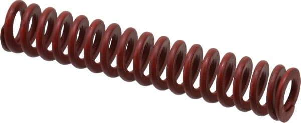Associated Spring Raymond - 3/8" Hole Diam, 3/16" Rod Diam, 2" Free Length, Red Die Spring - 37 Lb Max Deflection, 0.74" Max Deflection, Medium Heavy Duty, Chromium Alloy Steel - Industrial Tool & Supply