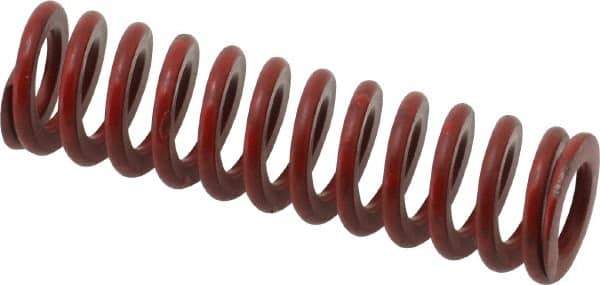 Associated Spring Raymond - 1/2" Hole Diam, 9/32" Rod Diam, 1-3/4" Free Length, Red Die Spring - 55 Lb Max Deflection, 0.65" Max Deflection, Medium Heavy Duty, Chromium Alloy Steel - Industrial Tool & Supply