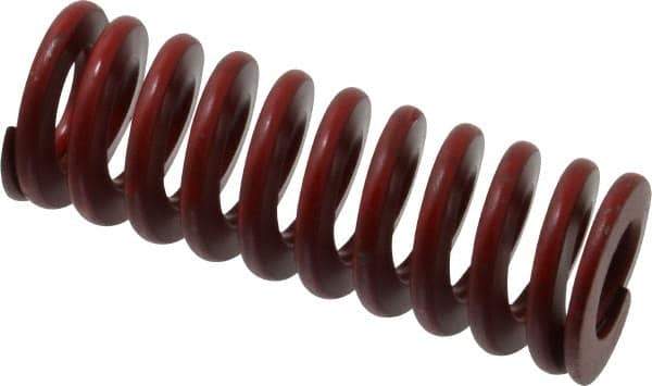 Associated Spring Raymond - 1-1/4" Hole Diam, 5/8" Rod Diam, 3-1/2" Free Length, Red Die Spring - 569.8 Lb Max Deflection, 1.3" Max Deflection, Medium Heavy Duty, Chromium Alloy Steel - Industrial Tool & Supply
