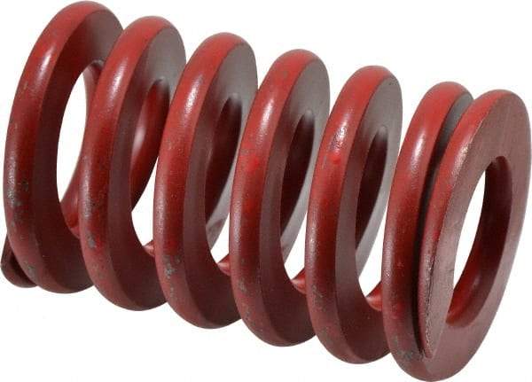 Associated Spring Raymond - 2" Hole Diam, 1" Rod Diam, 3" Free Length, Red Die Spring - 1065.6 Lb Max Deflection, 1.11" Max Deflection, Medium Heavy Duty, Chromium Alloy Steel - Industrial Tool & Supply