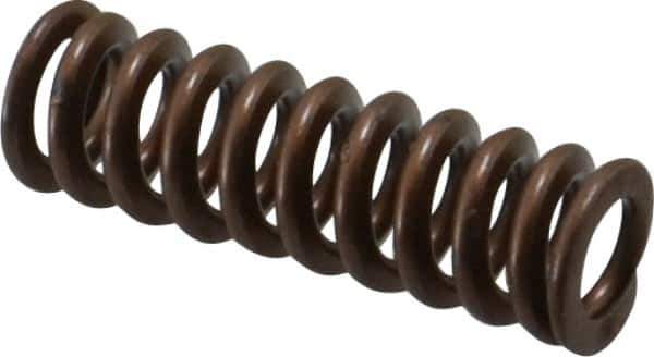 Associated Spring Raymond - 1/2" Hole Diam, 9/32" Rod Diam, 1-1/2" Free Length, Gold Die Spring - 69.8 Lb Max Deflection, 0.45" Max Deflection, Heavy Duty, Chromium Alloy Steel - Industrial Tool & Supply