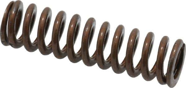 Associated Spring Raymond - 1/2" Hole Diam, 9/32" Rod Diam, 1-3/4" Free Length, Gold Die Spring - 72.5 Lb Max Deflection, 0.53" Max Deflection, Heavy Duty, Chromium Alloy Steel - Industrial Tool & Supply