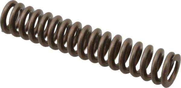 Associated Spring Raymond - 1/2" Hole Diam, 9/32" Rod Diam, 2-1/2" Free Length, Gold Die Spring - 63 Lb Max Deflection, 0.75" Max Deflection, Heavy Duty, Chromium Alloy Steel - Industrial Tool & Supply