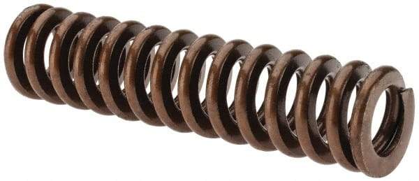 Associated Spring Raymond - 5/8" Hole Diam, 11/32" Rod Diam, 2-1/2" Free Length, Gold Die Spring - 127.5 Lb Max Deflection, 0.75" Max Deflection, Heavy Duty, Chromium Alloy Steel - Industrial Tool & Supply