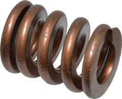 Associated Spring Raymond - 1" Hole Diam, 1/2" Rod Diam, 1-1/4" Free Length, Gold Die Spring - 642 Lb Max Deflection, 0.38" Max Deflection, Heavy Duty, Chromium Alloy Steel - Industrial Tool & Supply