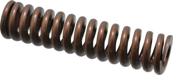 Associated Spring Raymond - 1-1/4" Hole Diam, 5/8" Rod Diam, 5" Free Length, Gold Die Spring - 795 Lb Max Deflection, 1.5" Max Deflection, Heavy Duty, Chromium Alloy Steel - Industrial Tool & Supply