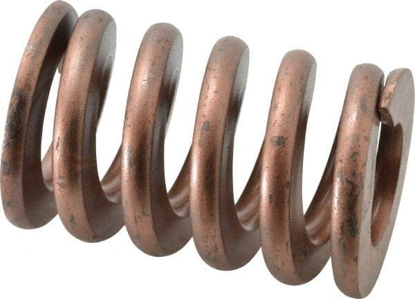 Associated Spring Raymond - 2" Hole Diam, 1" Rod Diam, 3" Free Length, Gold Die Spring - 1800 Lb Max Deflection, 0.9" Max Deflection, Heavy Duty, Chromium Alloy Steel - Industrial Tool & Supply