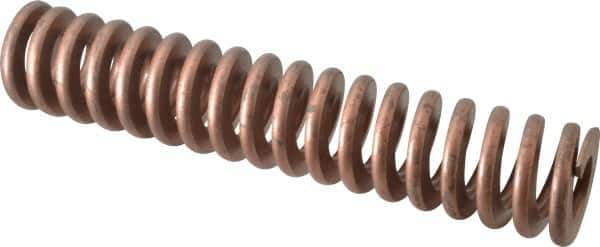 Associated Spring Raymond - 2" Hole Diam, 1" Rod Diam, 10" Free Length, Gold Die Spring - 1650 Lb Max Deflection, 3" Max Deflection, Heavy Duty, Chromium Alloy Steel - Industrial Tool & Supply