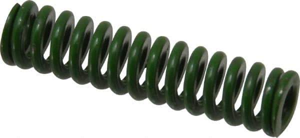 Associated Spring Raymond - 3/8" Hole Diam, 3/16" Rod Diam, 1-1/2" Free Length, Green Die Spring - 46.9 Lb Max Deflection, 0.38" Max Deflection, Extra Heavy Duty, Chromium Alloy Steel - Industrial Tool & Supply