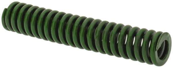 Associated Spring Raymond - 3/8" Hole Diam, 3/16" Rod Diam, 2" Free Length, Green Die Spring - 45 Lb Max Deflection, 0.5" Max Deflection, Extra Heavy Duty, Chromium Alloy Steel - Industrial Tool & Supply