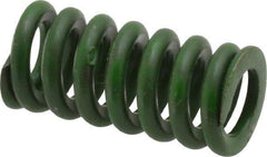 Associated Spring Raymond - 1/2" Hole Diam, 9/32" Rod Diam, 1" Free Length, Green Die Spring - 80 Lb Max Deflection, 0.25" Max Deflection, Extra Heavy Duty, Chromium Alloy Steel - Industrial Tool & Supply