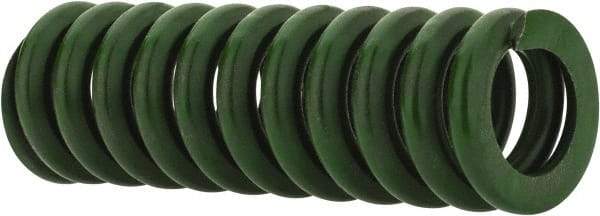 Associated Spring Raymond - 1/2" Hole Diam, 9/32" Rod Diam, 1-1/2" Free Length, Green Die Spring - 75 Lb Max Deflection, 0.38" Max Deflection, Extra Heavy Duty, Chromium Alloy Steel - Industrial Tool & Supply