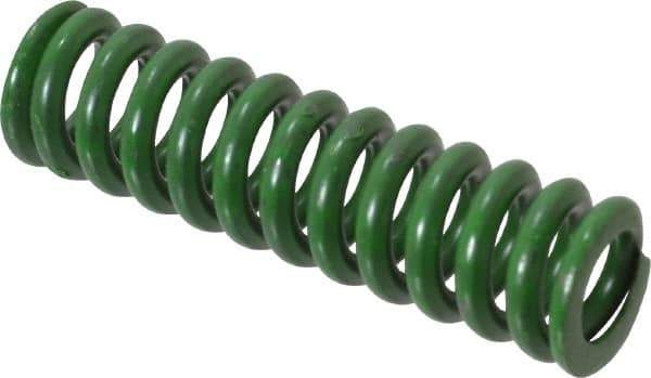Associated Spring Raymond - 1/2" Hole Diam, 9/32" Rod Diam, 1-3/4" Free Length, Green Die Spring - 74.4 Lb Max Deflection, 0.44" Max Deflection, Extra Heavy Duty, Chromium Alloy Steel - Industrial Tool & Supply