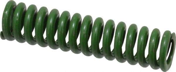 Associated Spring Raymond - 1/2" Hole Diam, 9/32" Rod Diam, 2" Free Length, Green Die Spring - 70 Lb Max Deflection, 0.5" Max Deflection, Extra Heavy Duty, Chromium Alloy Steel - Industrial Tool & Supply