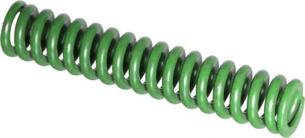Associated Spring Raymond - 1/2" Hole Diam, 9/32" Rod Diam, 2-1/2" Free Length, Green Die Spring - 71.9 Lb Max Deflection, 0.63" Max Deflection, Extra Heavy Duty, Chromium Alloy Steel - Industrial Tool & Supply