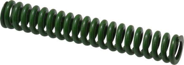 Associated Spring Raymond - 1/2" Hole Diam, 9/32" Rod Diam, 3" Free Length, Green Die Spring - 67.5 Lb Max Deflection, 0.75" Max Deflection, Extra Heavy Duty, Chromium Alloy Steel - Industrial Tool & Supply