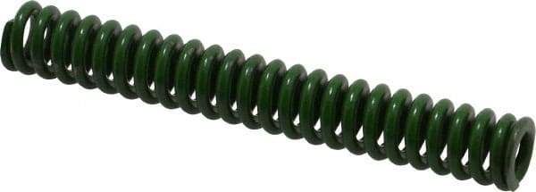 Associated Spring Raymond - 1/2" Hole Diam, 9/32" Rod Diam, 3-1/2" Free Length, Green Die Spring - 70 Lb Max Deflection, 0.88" Max Deflection, Extra Heavy Duty, Chromium Alloy Steel - Industrial Tool & Supply