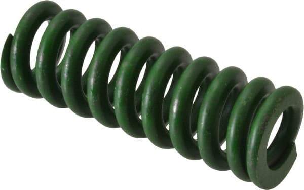 Associated Spring Raymond - 5/8" Hole Diam, 11/32" Rod Diam, 1-3/4" Free Length, Green Die Spring - 140 Lb Max Deflection, 0.44" Max Deflection, Extra Heavy Duty, Chromium Alloy Steel - Industrial Tool & Supply