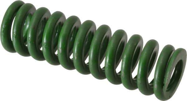 Associated Spring Raymond - 5/8" Hole Diam, 11/32" Rod Diam, 2" Free Length, Green Die Spring - 145 Lb Max Deflection, 0.5" Max Deflection, Extra Heavy Duty, Chromium Alloy Steel - Industrial Tool & Supply