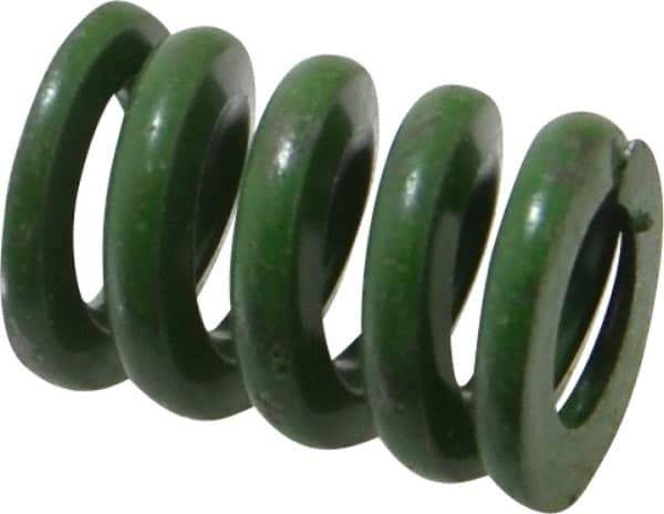Associated Spring Raymond - 3/4" Hole Diam, 3/8" Rod Diam, 1" Free Length, Green Die Spring - 350 Lb Max Deflection, 0.25" Max Deflection, Extra Heavy Duty, Chromium Alloy Steel - Industrial Tool & Supply