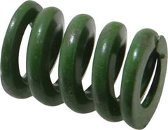 Associated Spring Raymond - 3/4" Hole Diam, 3/8" Rod Diam, 1" Free Length, Green Die Spring - 350 Lb Max Deflection, 0.25" Max Deflection, Extra Heavy Duty, Chromium Alloy Steel - Industrial Tool & Supply