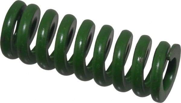 Associated Spring Raymond - 3/4" Hole Diam, 3/8" Rod Diam, 2" Free Length, Green Die Spring - 340 Lb Max Deflection, 0.5" Max Deflection, Extra Heavy Duty, Chromium Alloy Steel - Industrial Tool & Supply