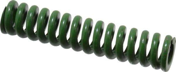 Associated Spring Raymond - 3/4" Hole Diam, 3/8" Rod Diam, 3-1/2" Free Length, Green Die Spring - 301.9 Lb Max Deflection, 0.88" Max Deflection, Extra Heavy Duty, Chromium Alloy Steel - Industrial Tool & Supply