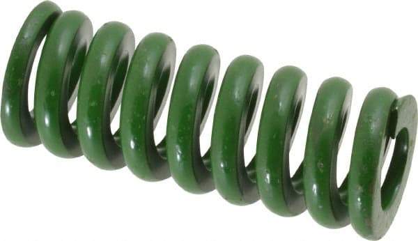 Associated Spring Raymond - 1" Hole Diam, 1/2" Rod Diam, 2-1/2" Free Length, Green Die Spring - 560 Lb Max Deflection, 0.63" Max Deflection, Extra Heavy Duty, Chromium Alloy Steel - Industrial Tool & Supply